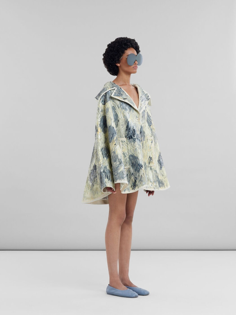 HAND-PAINTED LIGHT YELLOW LEATHER CAPE 6