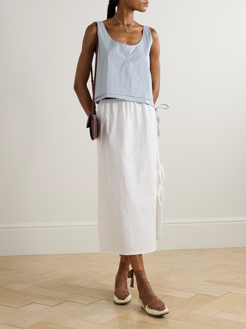 DEIJI STUDIOS Tie-detailed Layered Striped Organic Cotton-poplin Tank outlook