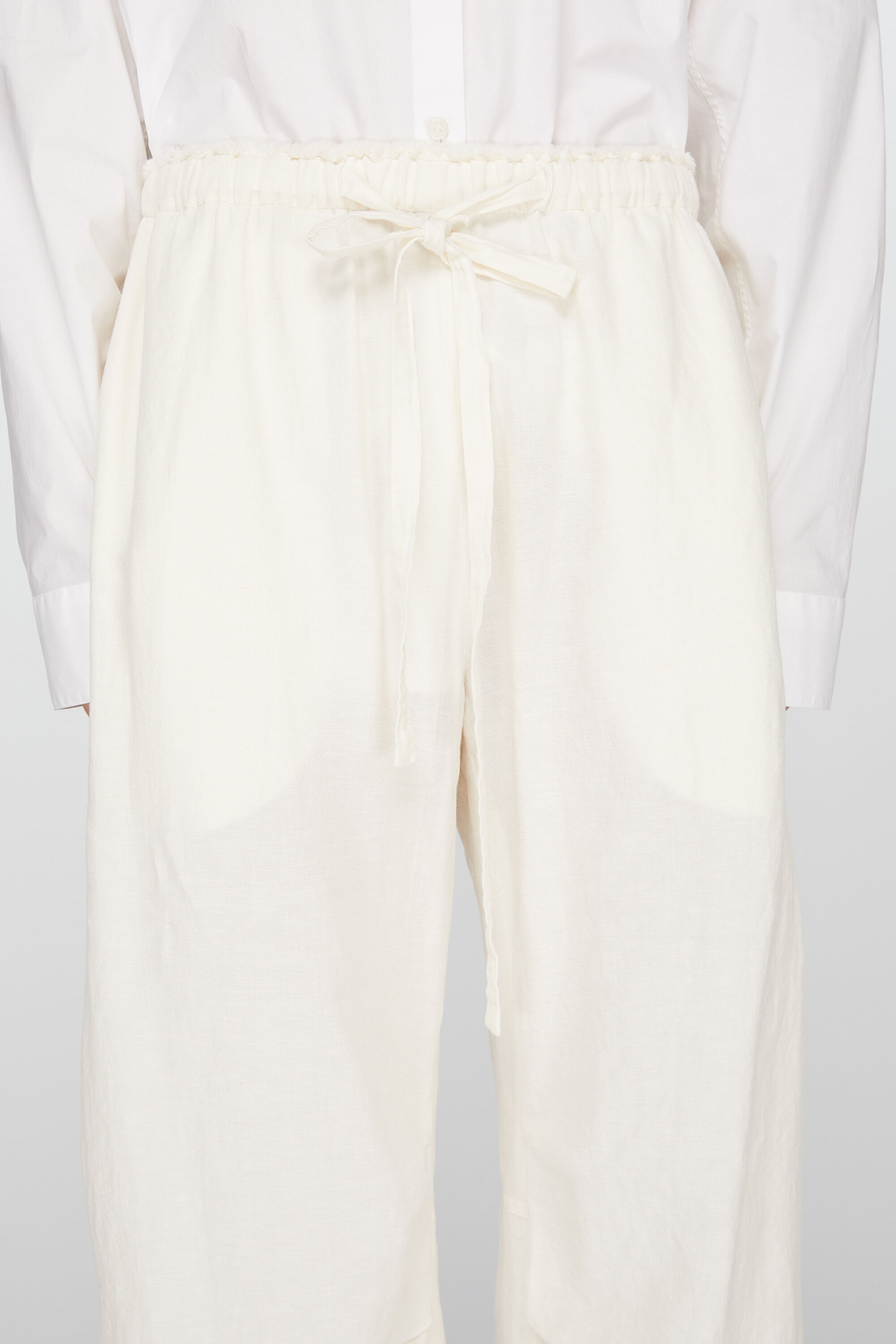 Relaxed drawstring trousers - Warm white - 5