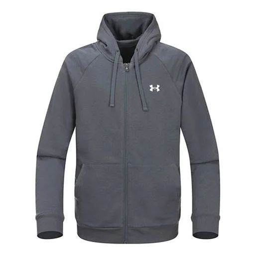 Men's Under Armour Casual Sports hooded logo Long Sleeves Jacket Gray 1357106-012 - 1