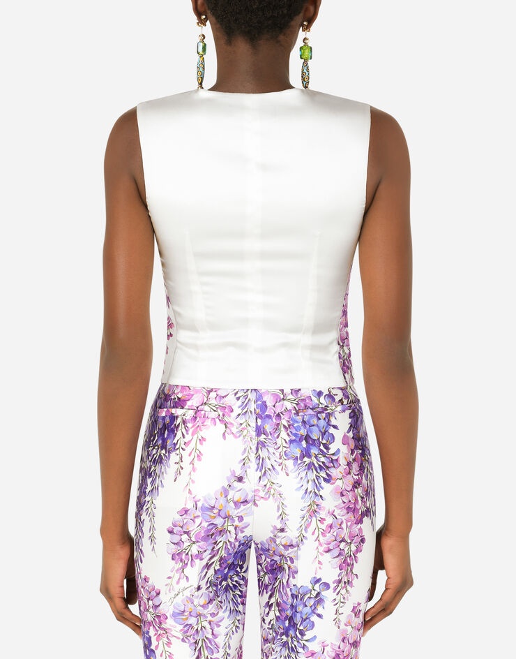 Wisteria-print Mikado vest - 3