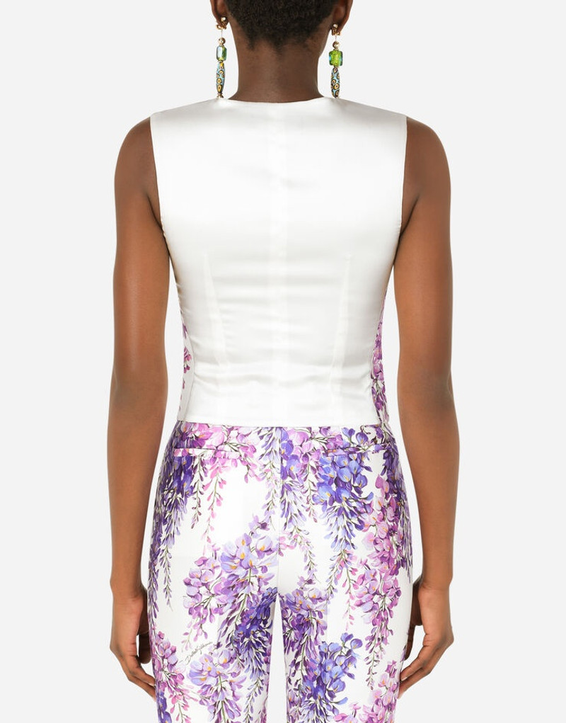 Wisteria-print Mikado vest 3