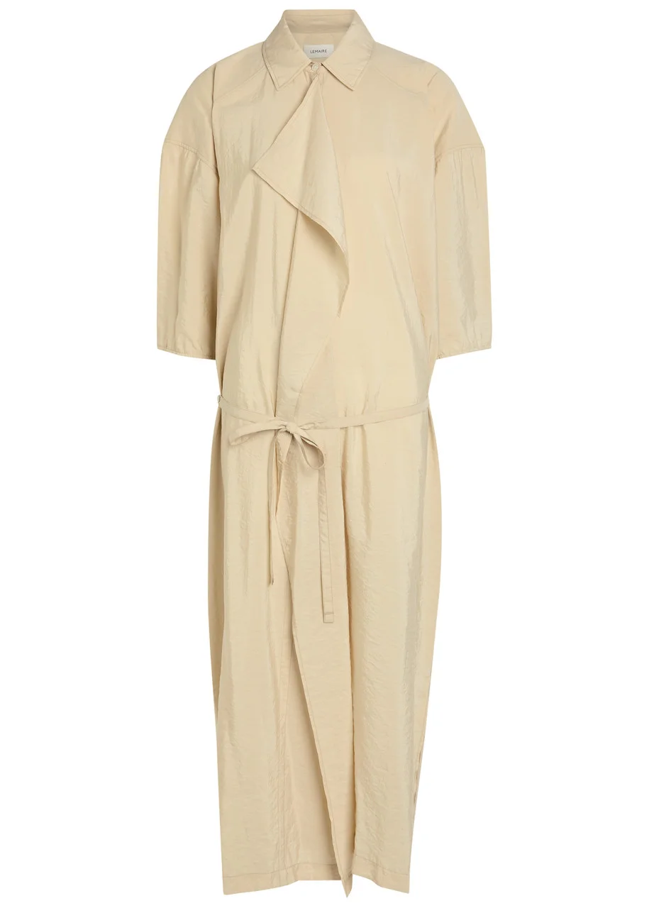 Lemaire Belted Brushed Silk-blend Midi Shirt Dress - 1