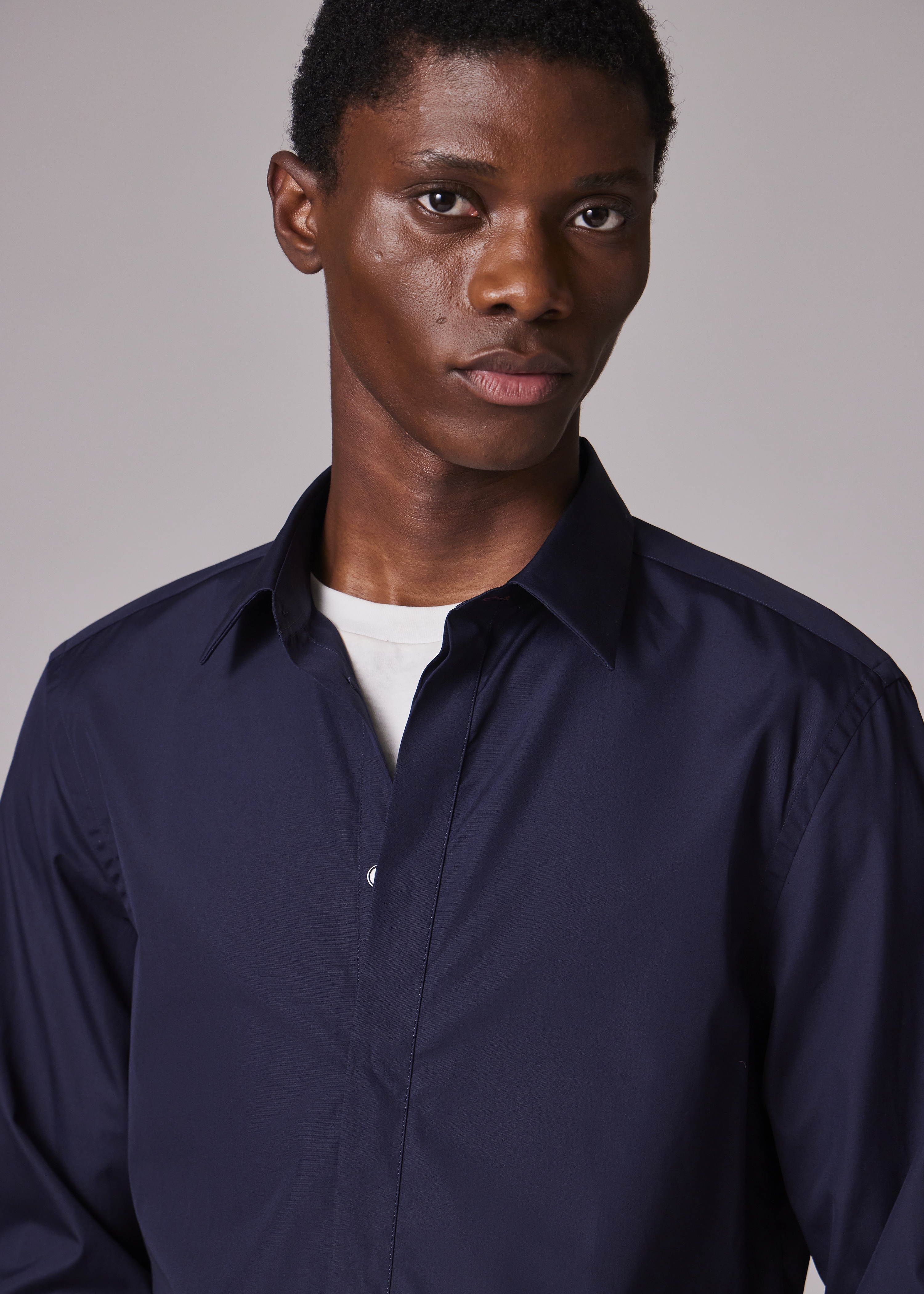 Slim-Fit Midnight Blue Cotton Shirt - 4