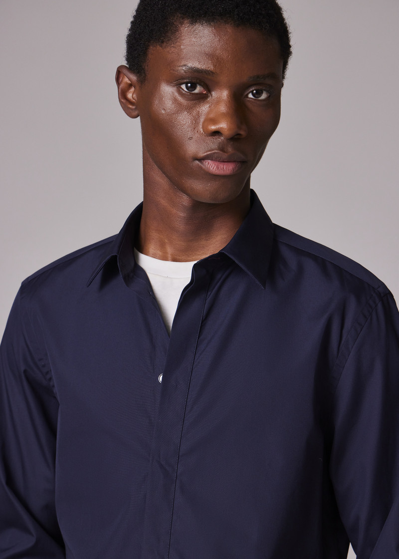 Slim-Fit Midnight Blue Cotton Shirt 4
