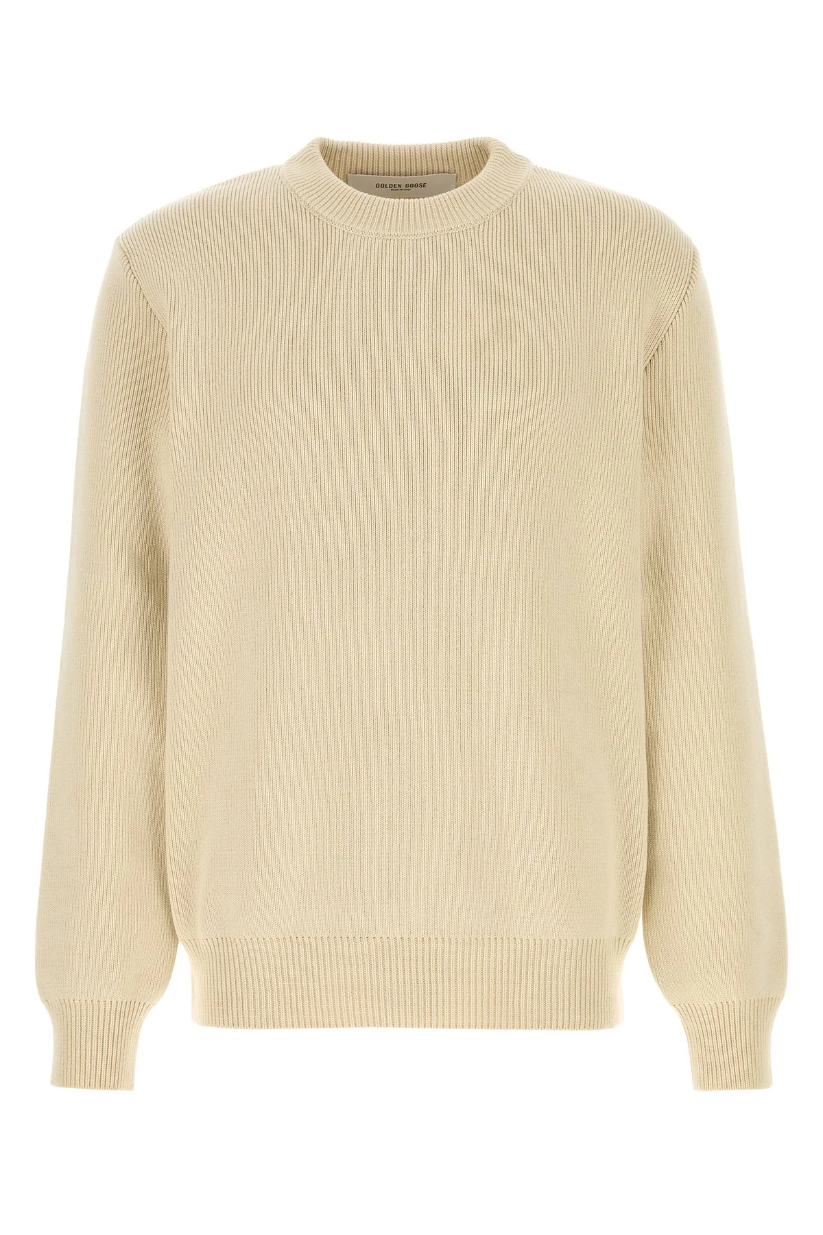 Beige stretch cotton blend sweater - 1
