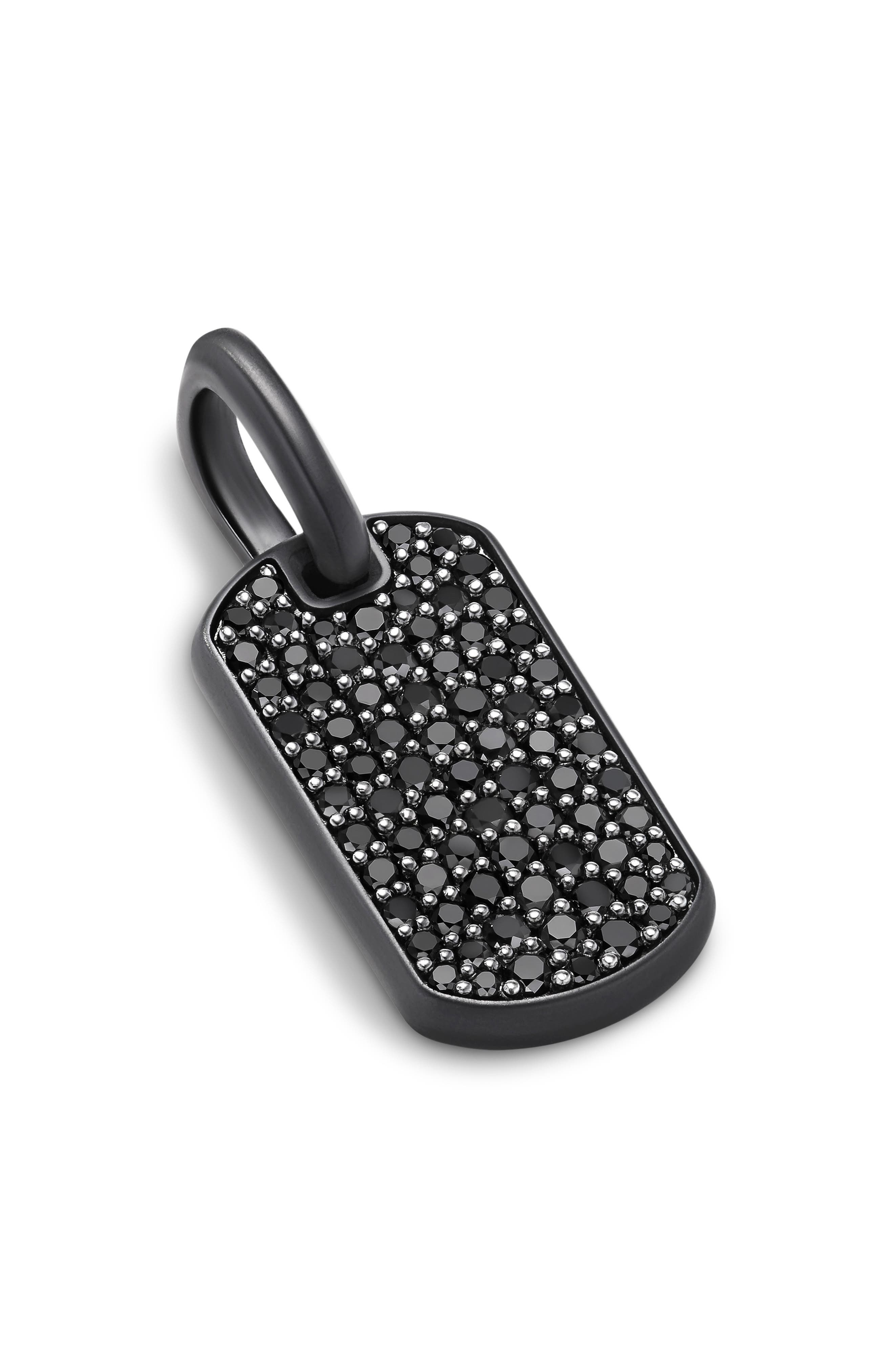 David Yurman Men's Chevron Tag, 21mm in Black Titanium/Silver at Nordstrom - 3