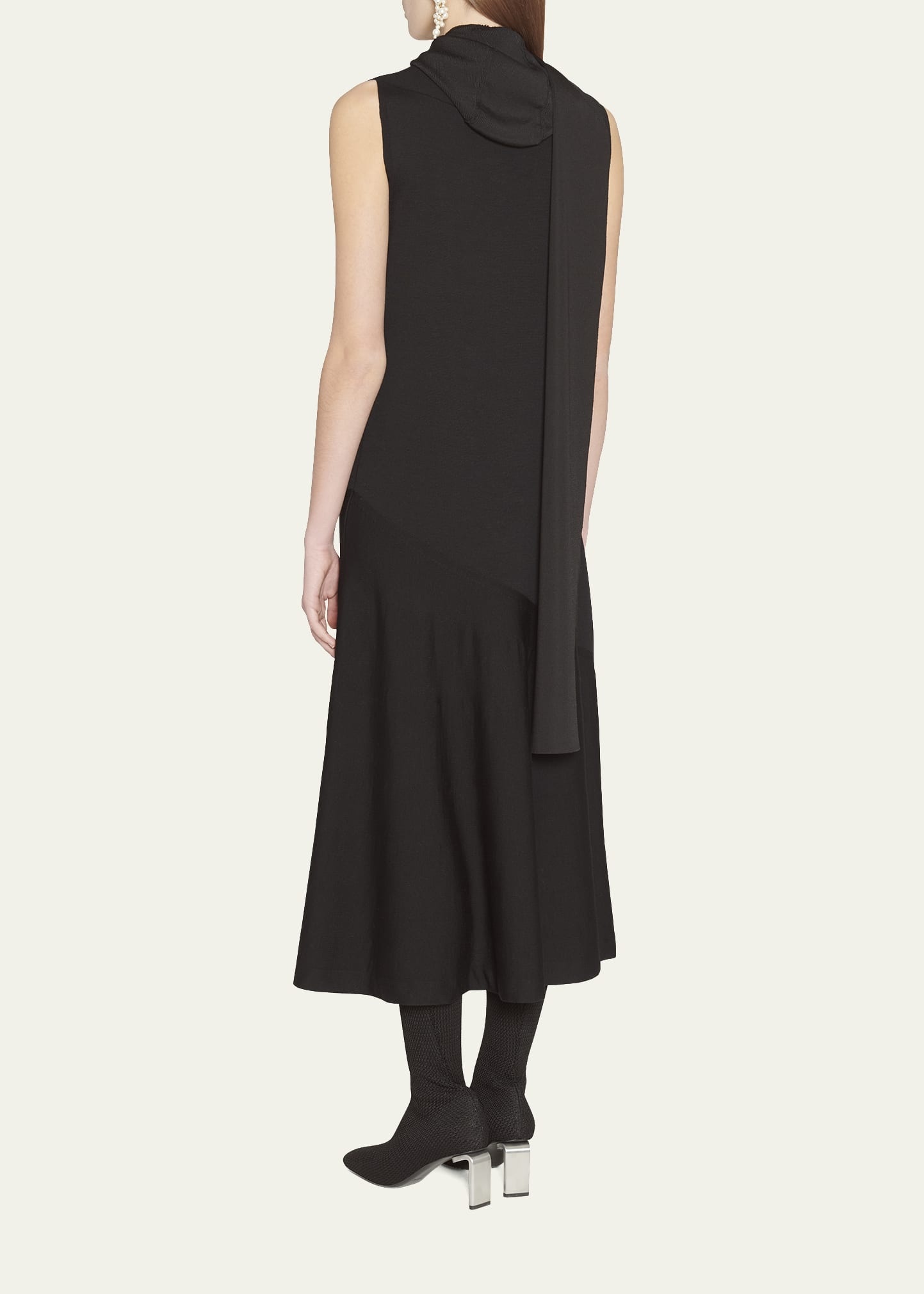 Draped Scarf Midi Dress - 3