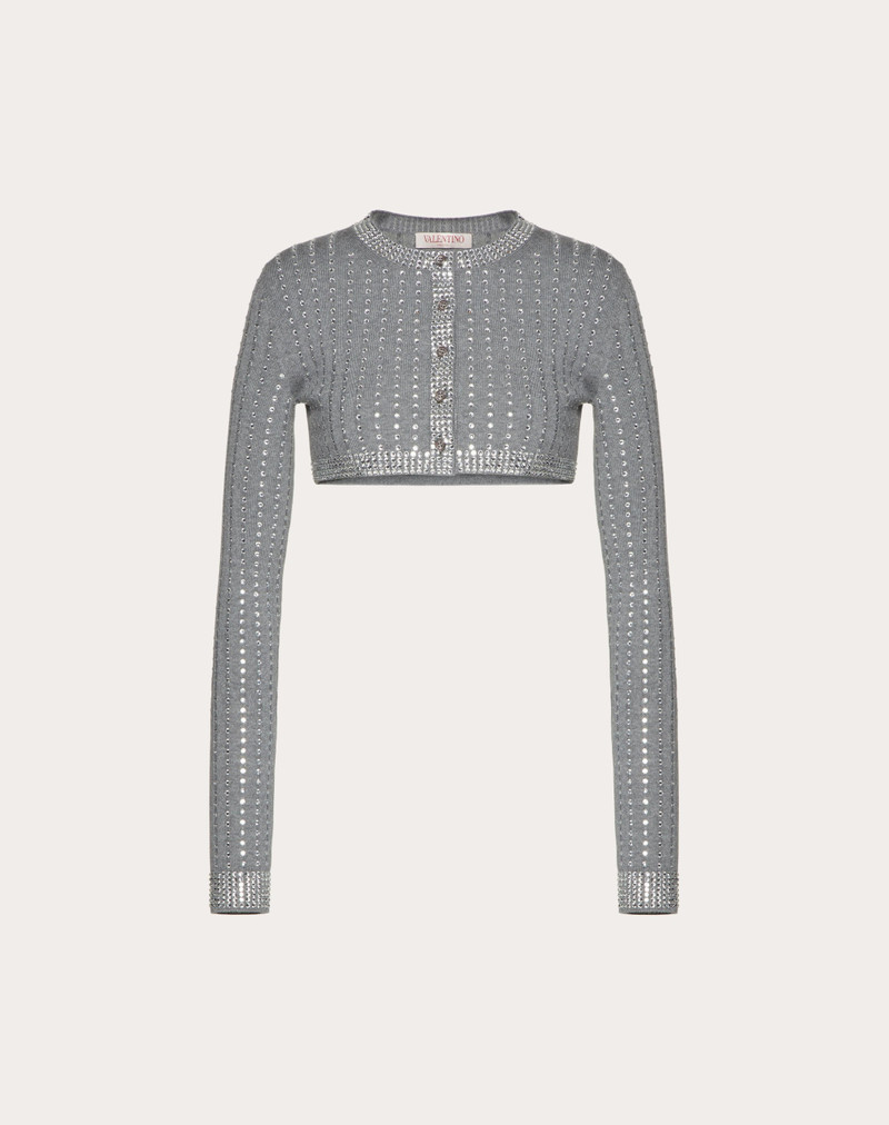WOOL AND RHINESTONE CARDIGAN - 1