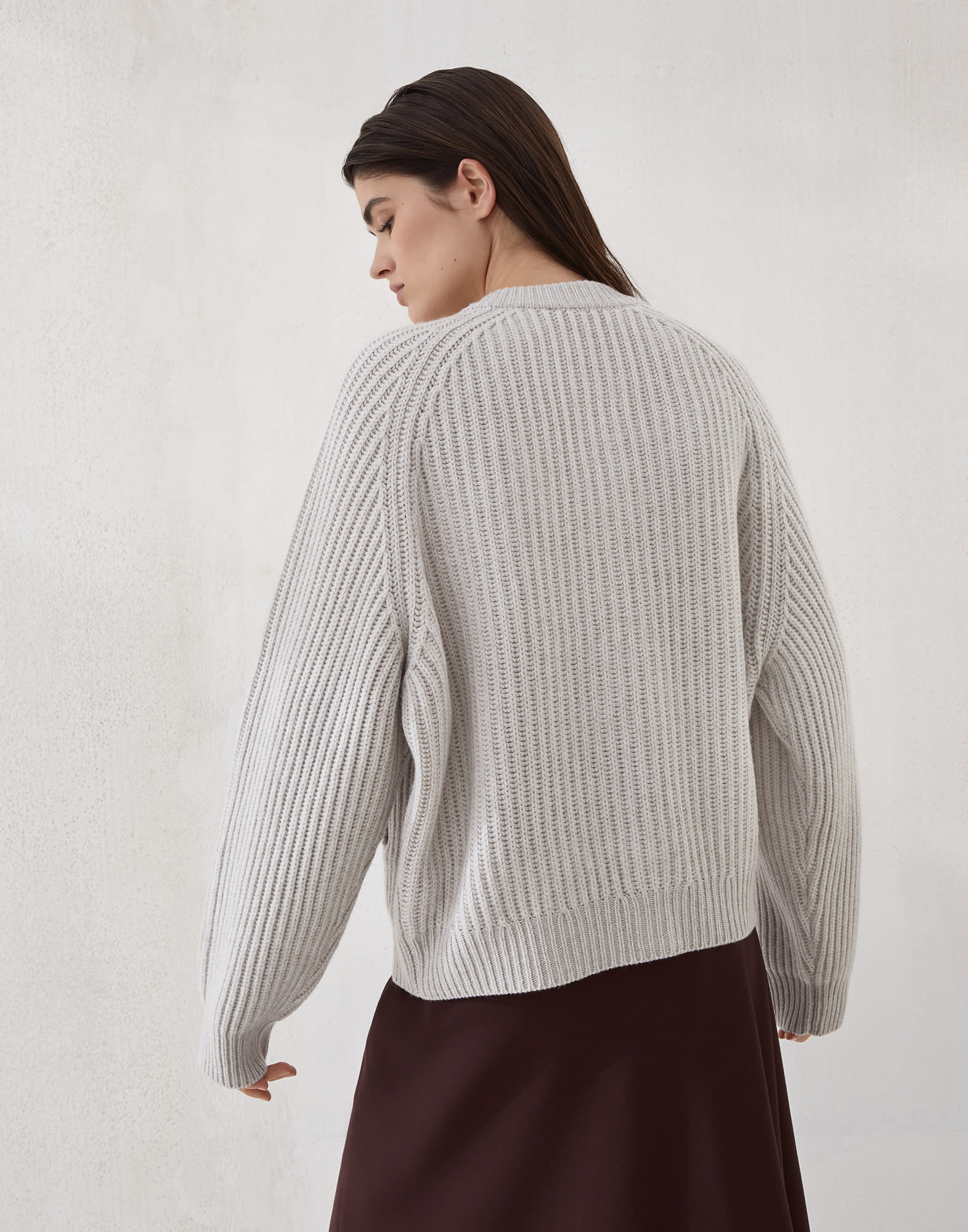 English rib cardigan in cashmere Feather yarn - 2