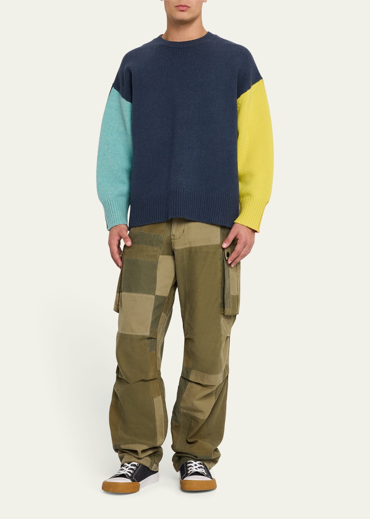 Men's Multi Patchwork Cargo Pants - 2