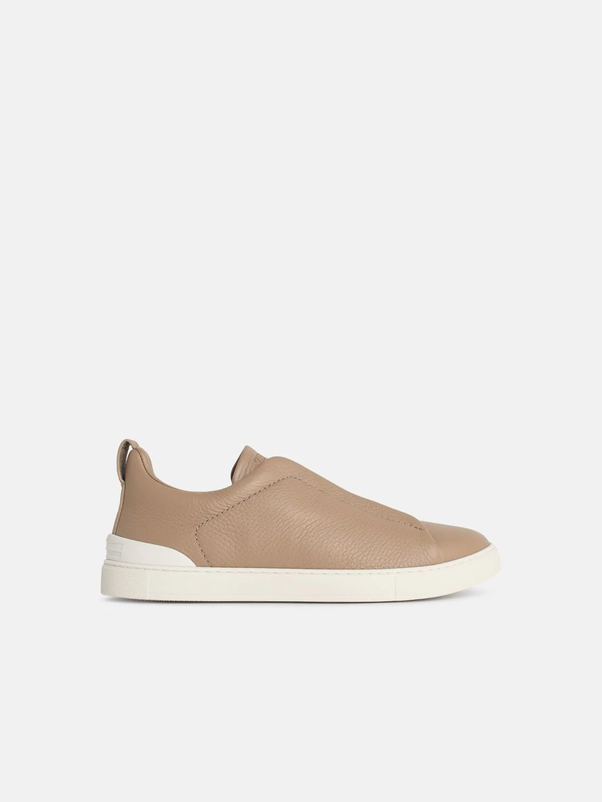 'TRIPLE STITCH' BEIGE GRENADE LEATHER SNEAKERS - 1