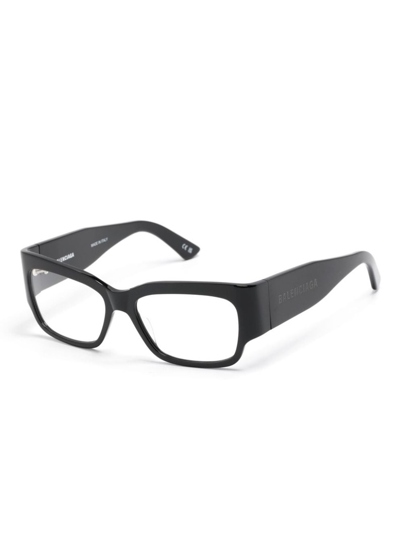 BALENCIAGA logo-engraved square-frame glasses outlook