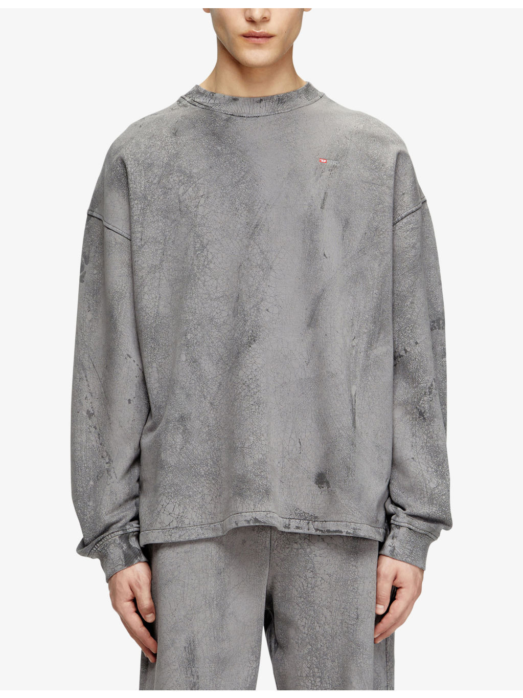 S-Baxt-T1 Cracked-Effect Cotton-Jersey Sweatshirt - 3