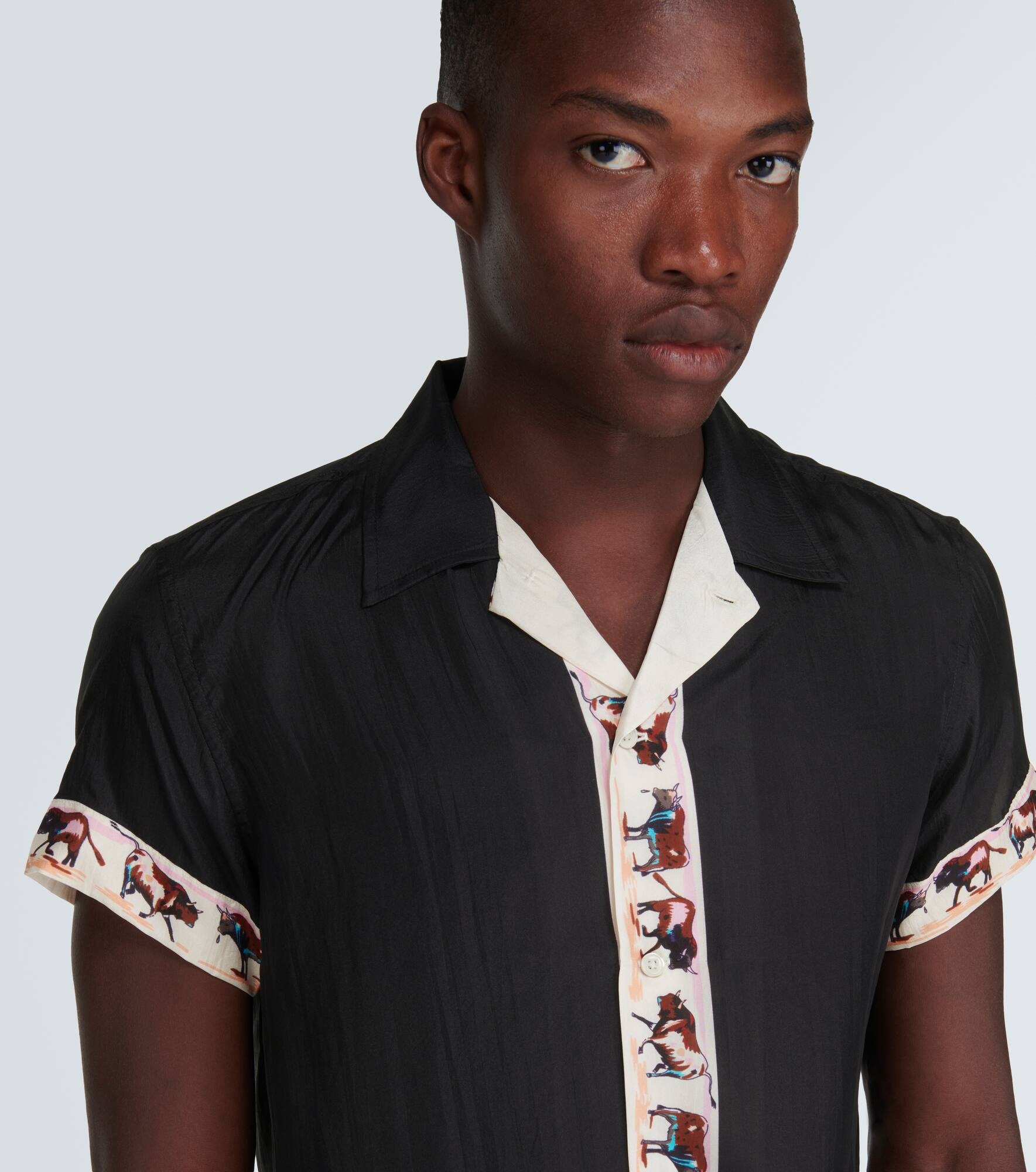 Taureau printed silk bowling shirt - 5