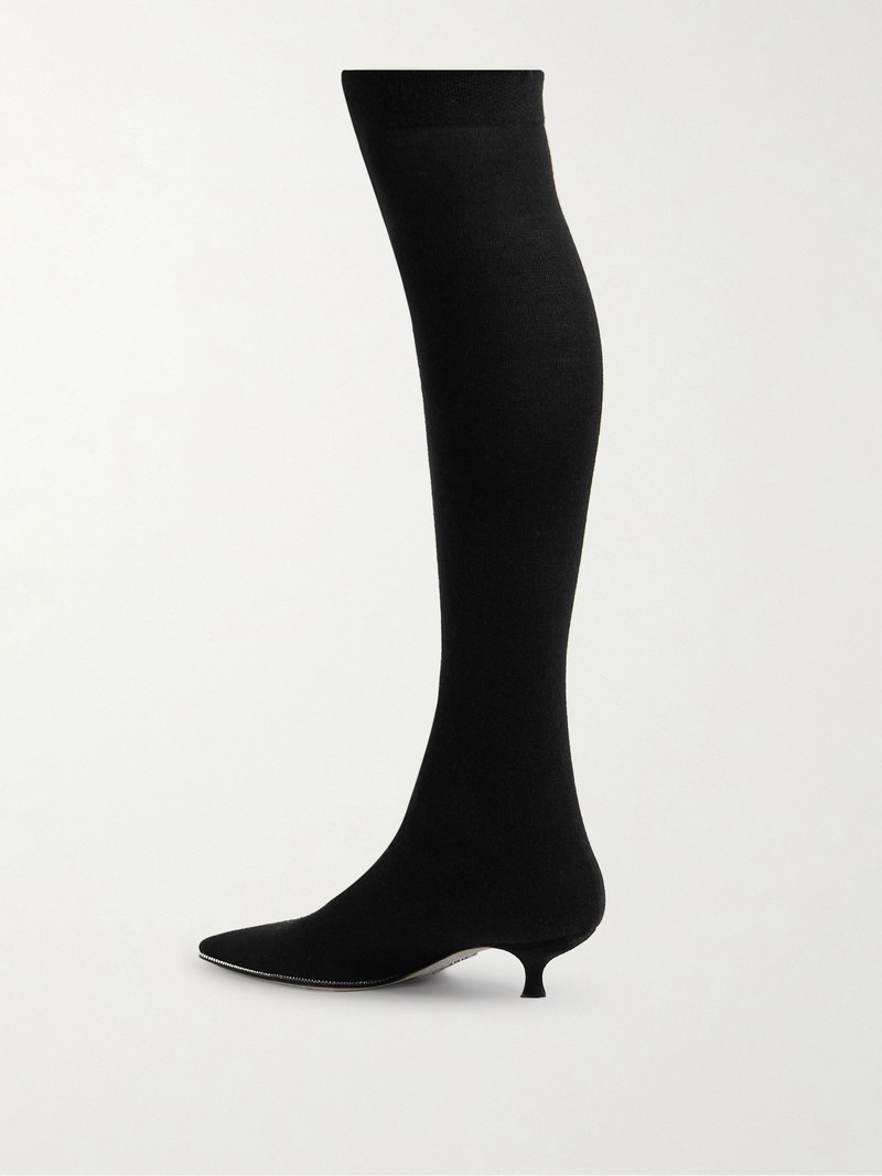 Crystal-embellished Stretch-knit Over-the-knee Boots 3