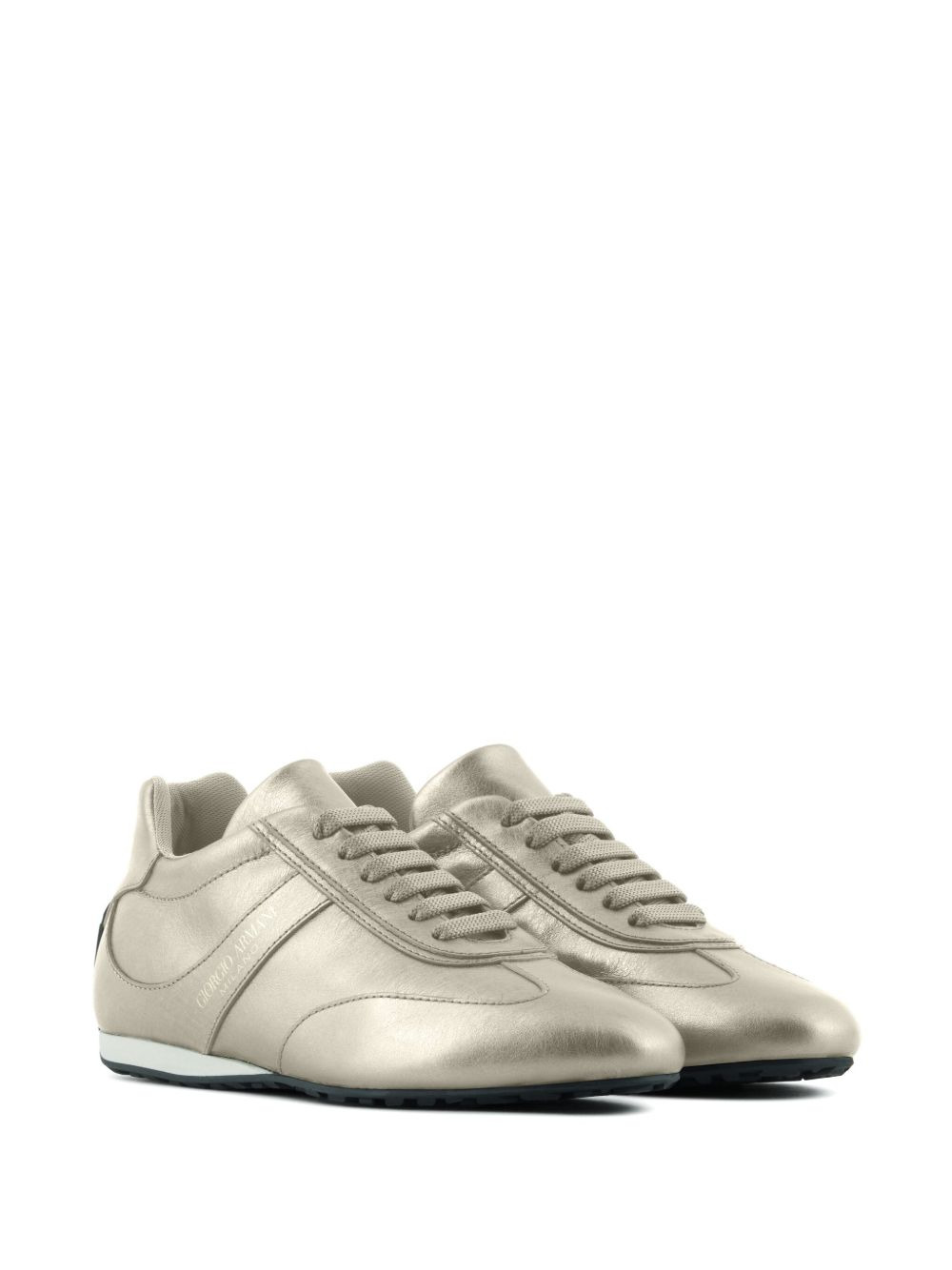 lamé-effect leather sneakers - 2