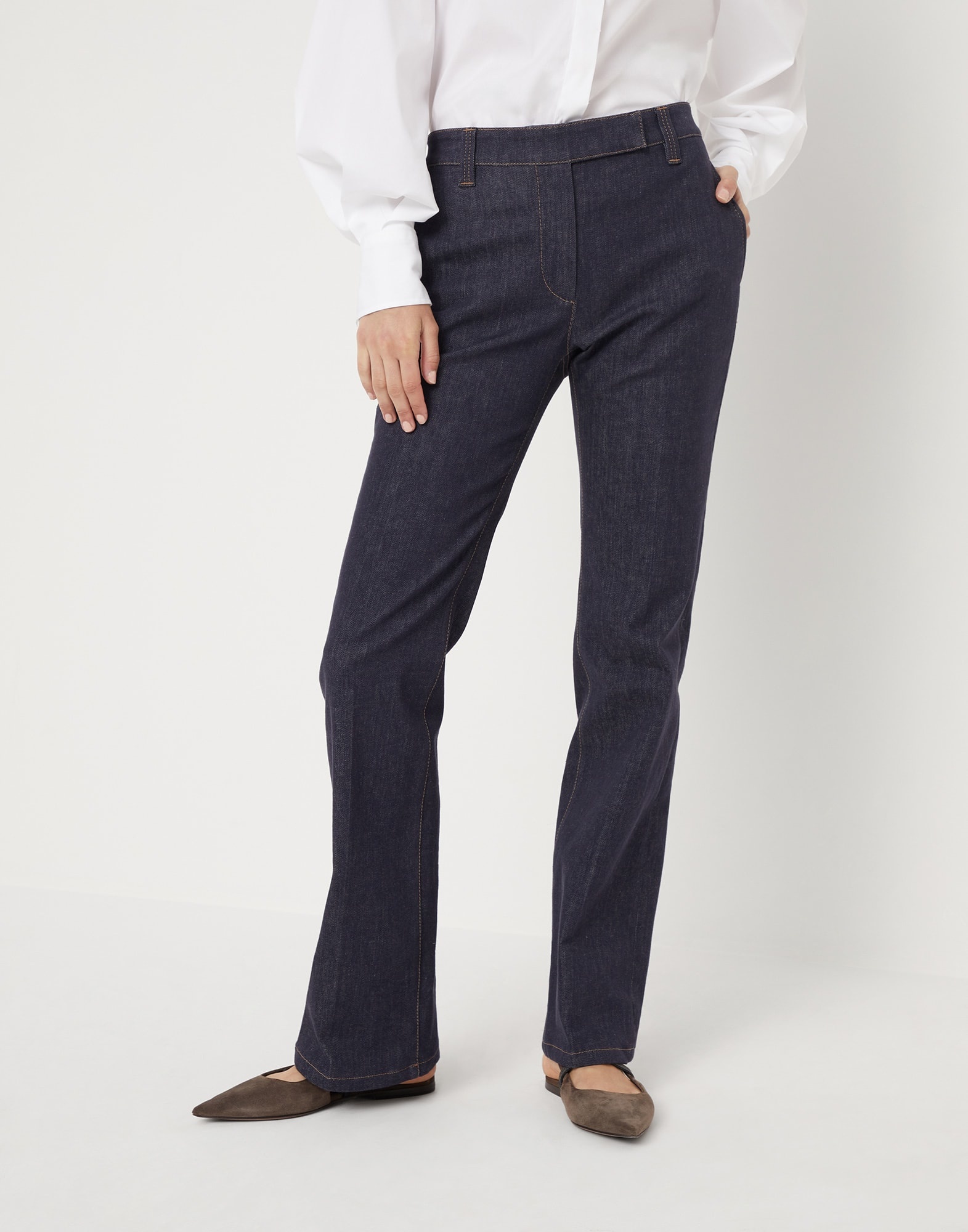 No-fade comfort denim soft flare trousers - 1