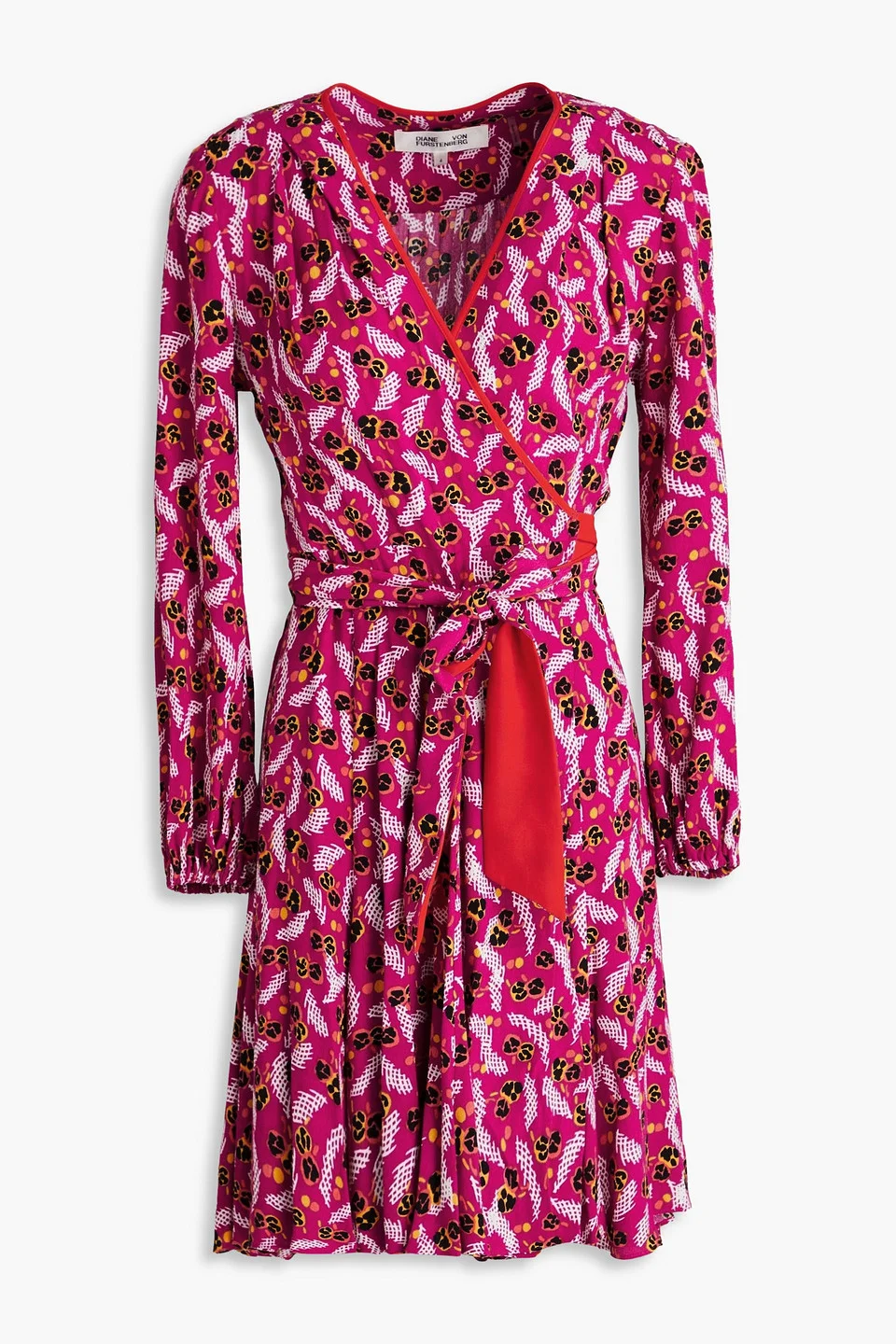 Linsey printed crepe mini wrap dress - 1