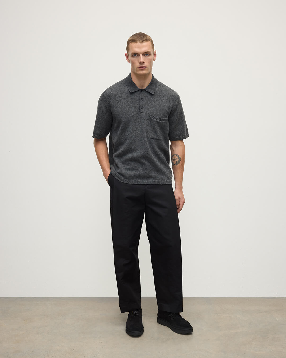 Superfine Merino Relaxed Grey Polo Shirt - 2