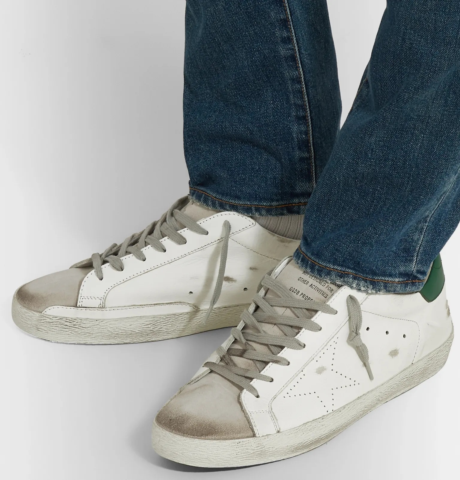 Superstar Distressed Leather and Suede Sneakers - 5