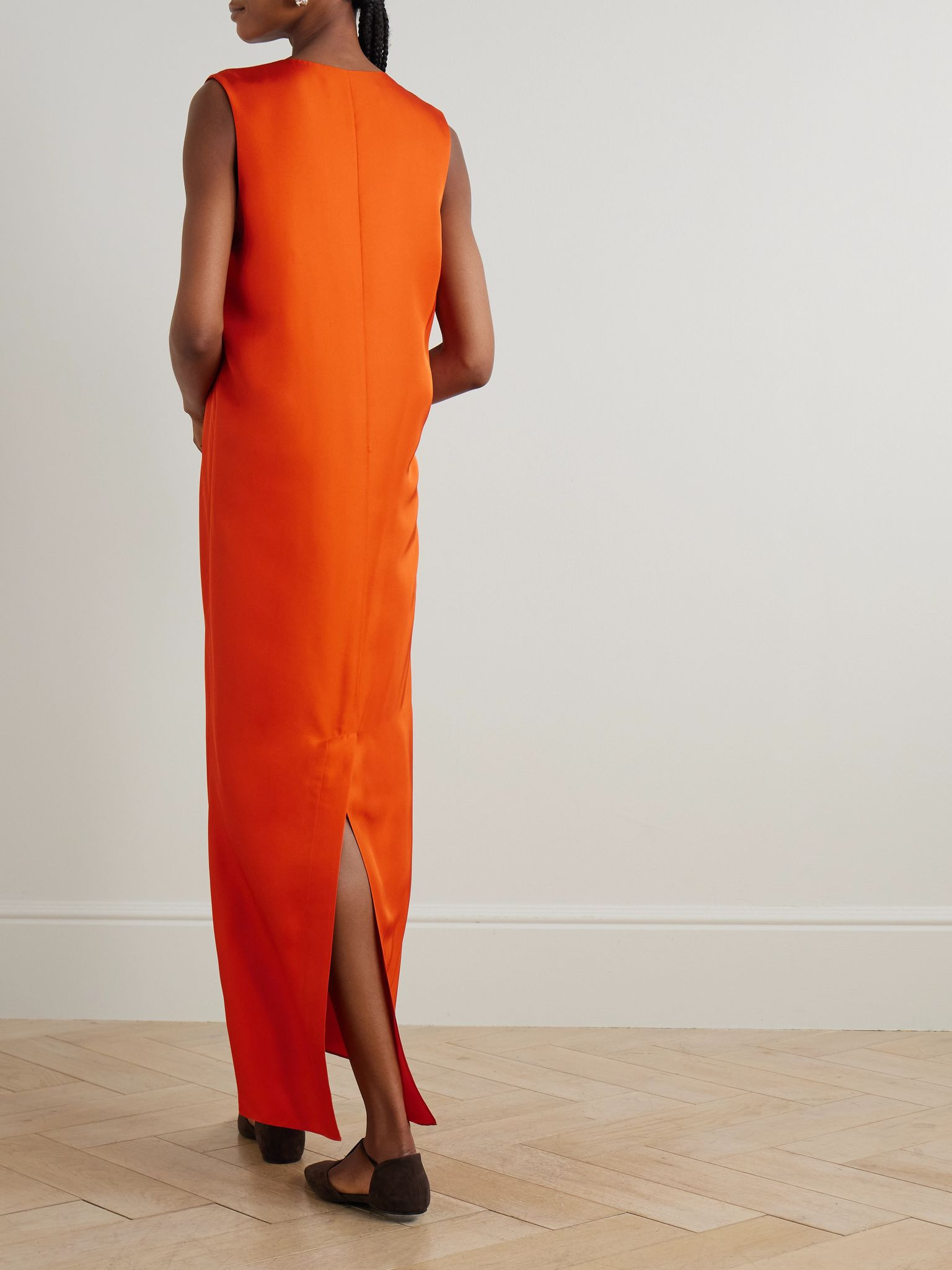 Silk-satin maxi dress Orange - 3