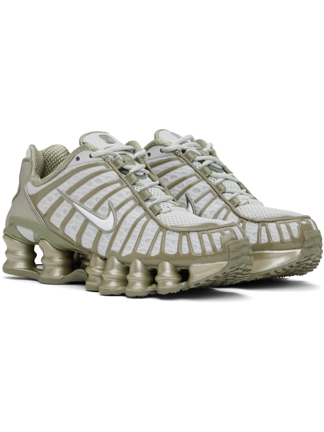 Silver & Khaki Shox TL Sneakers - 4