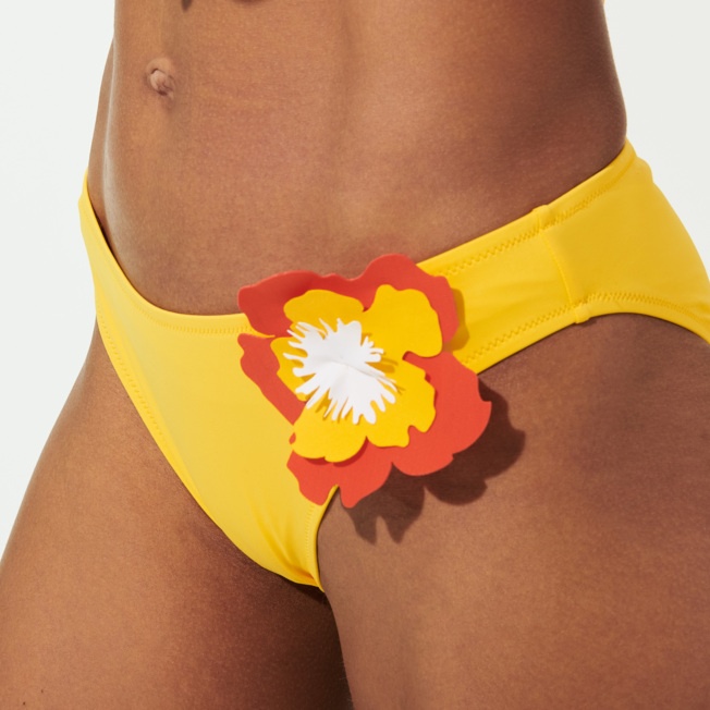 Women Bikini Bottom Midi Brief Fleurs 3D - 4