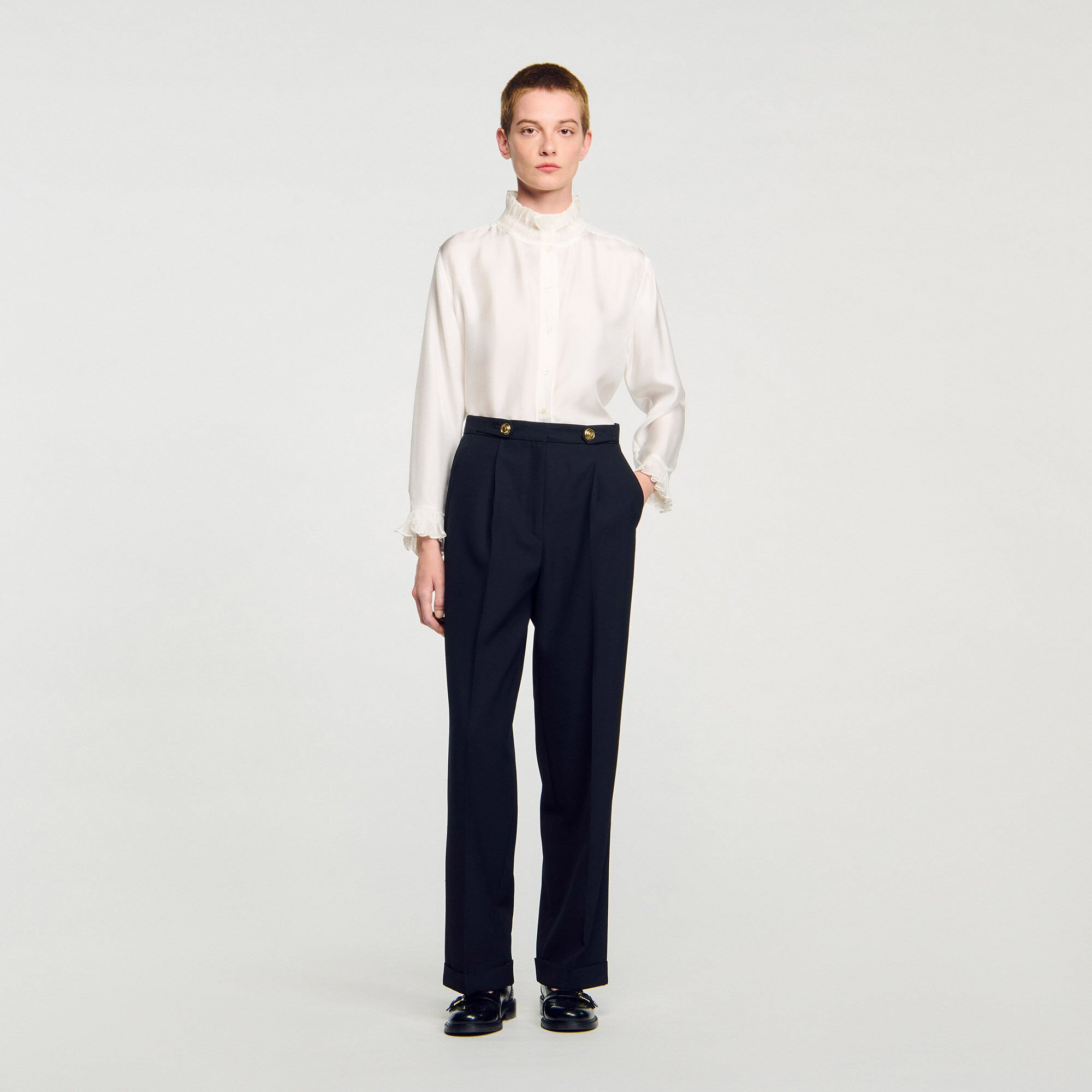 SILK SHIRT WITH GATHERED COLLAR - 2