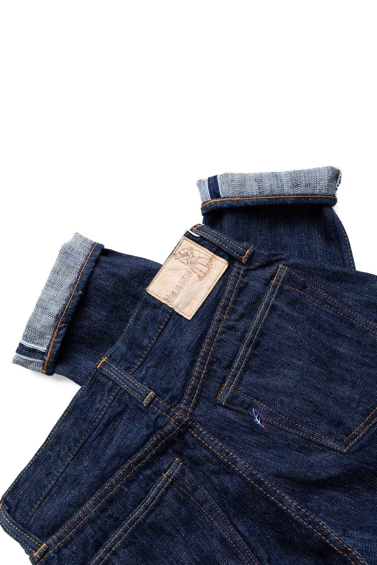 KS-15oz-019 Kasuri Denim Relax Tapered Jeans Blue In Green Version - 9