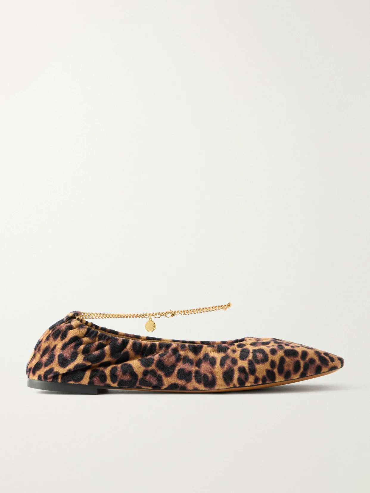 Embellished Leopard-print Velvet Ballerina Flats - 1