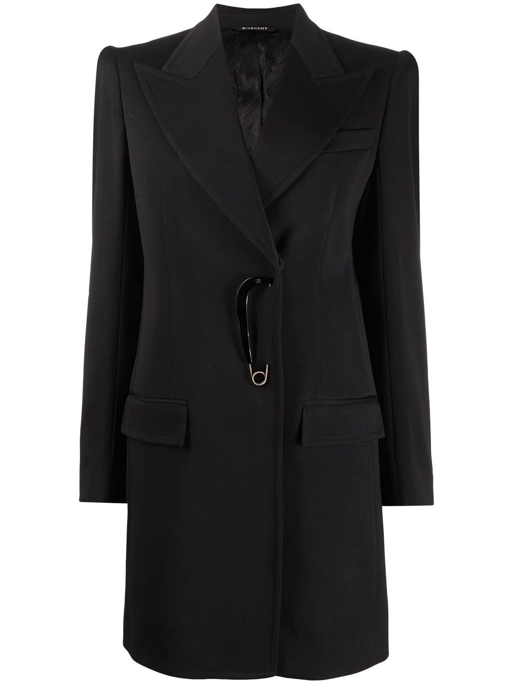 safety pin-detail fitted coat - 1