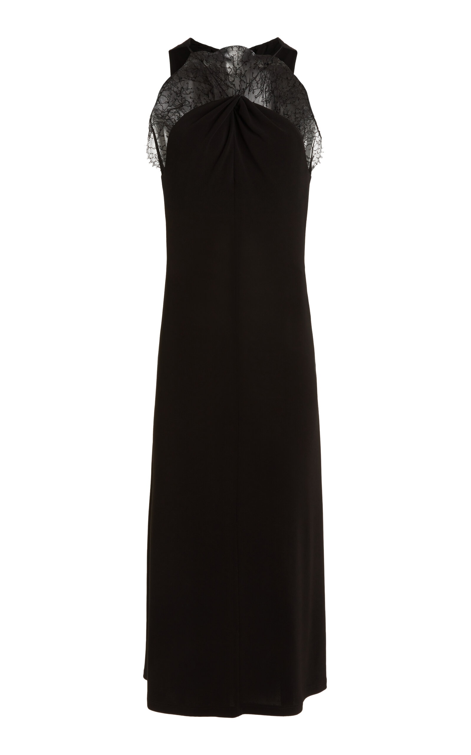 Lace-Detailed Crepe Midi Dress black - 1