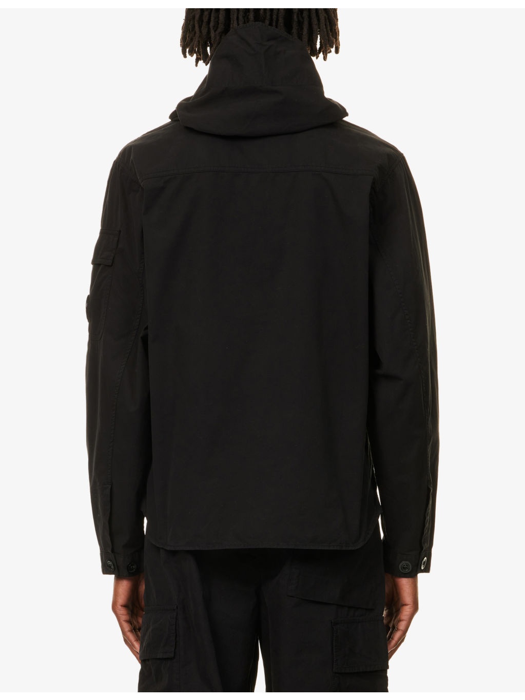 Hooded Lens-Patch Cotton Overshirt - 4