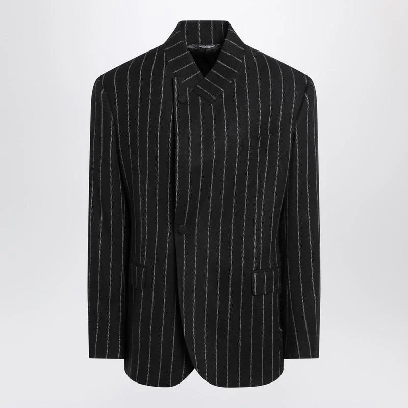 Dolce & Gabbana Striped Wool-Blend Single-Breasted Jacket - 1