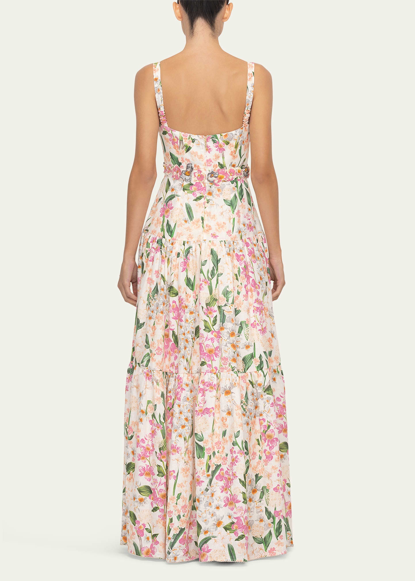 Lima Floral Linen Sleeveless Square-Neck Maxi Dress - 3