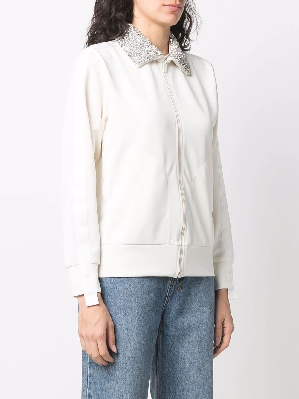 crystal-embellished zipped sweatshirt - 3