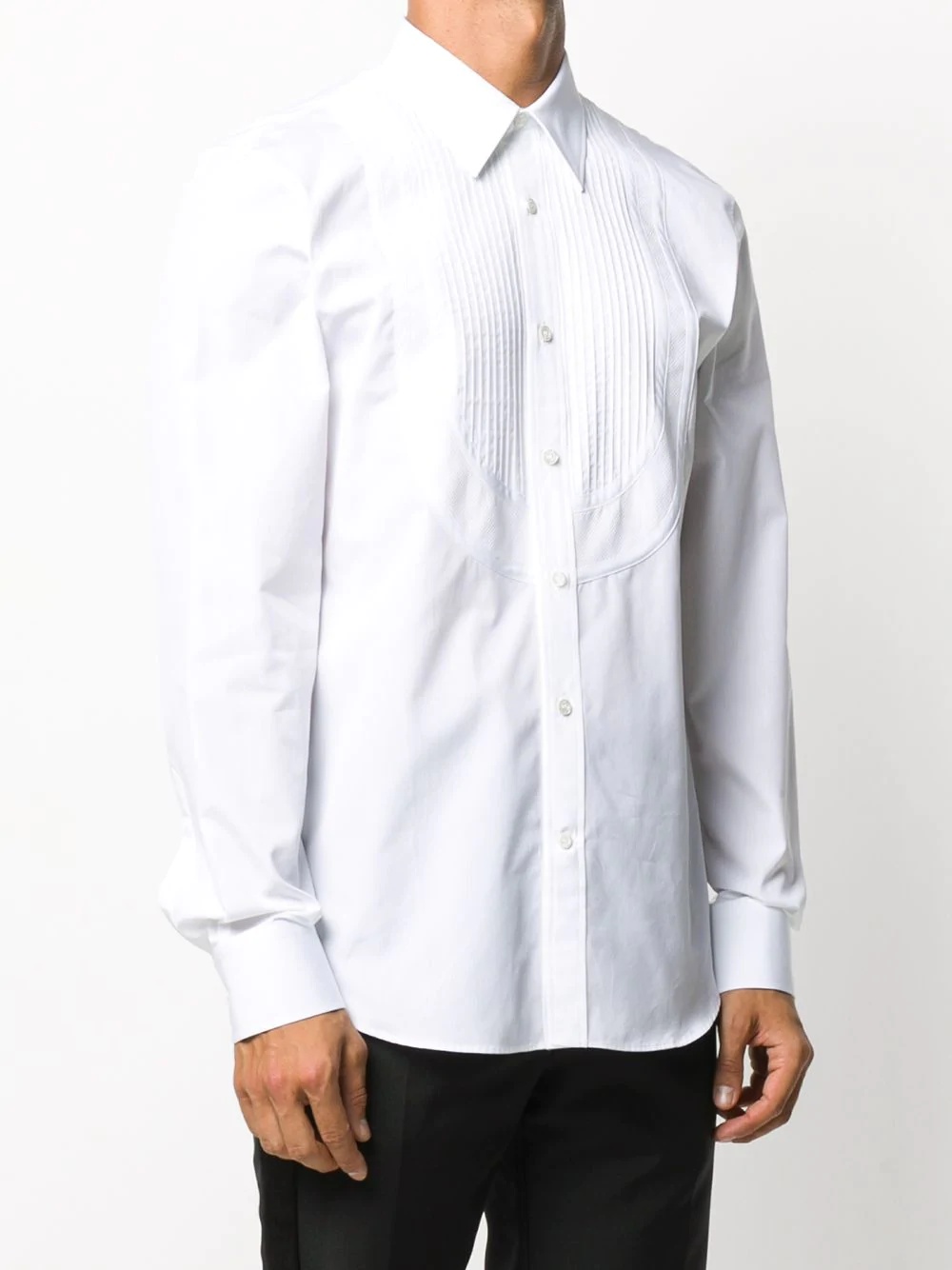 pleated placket dress shirt - 3