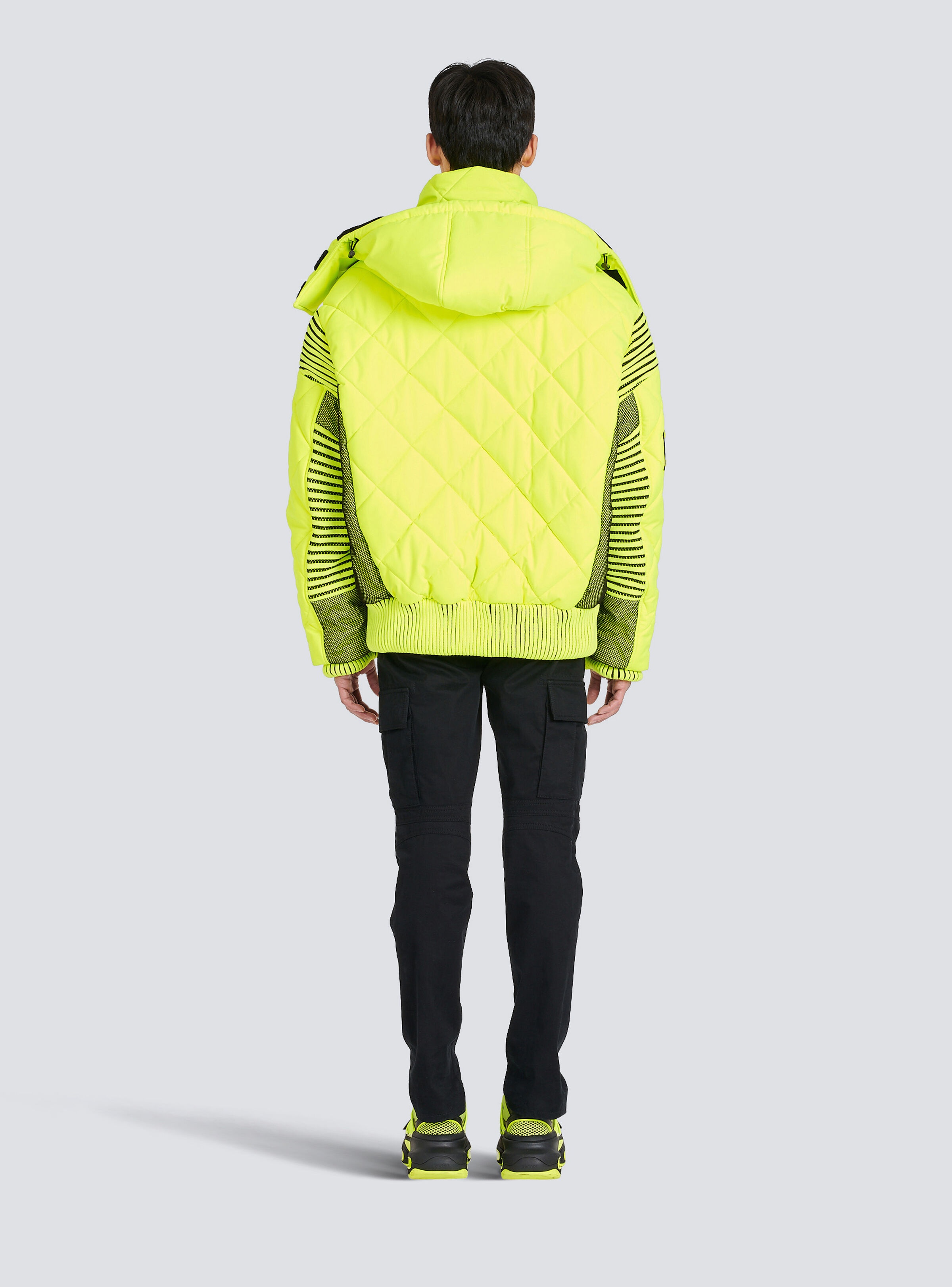 Hooded neon quilted jacket - 4