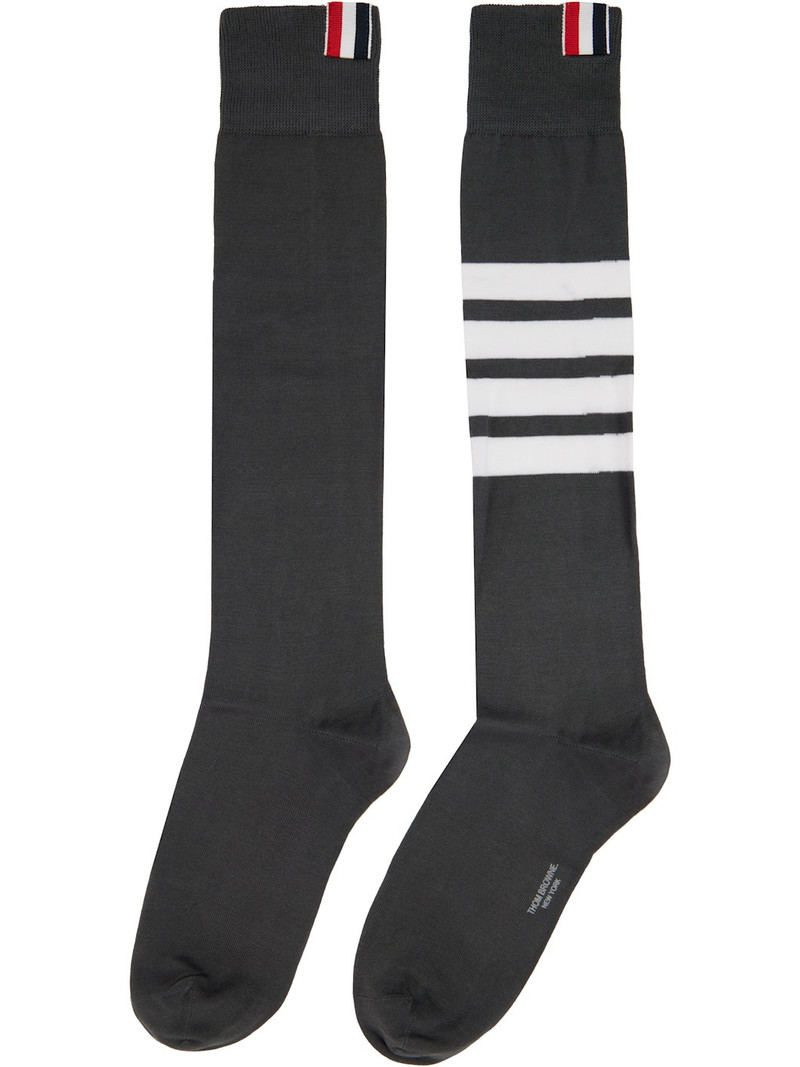 Thom Browne Gray 4-Bar Over The Calf Socks outlook
