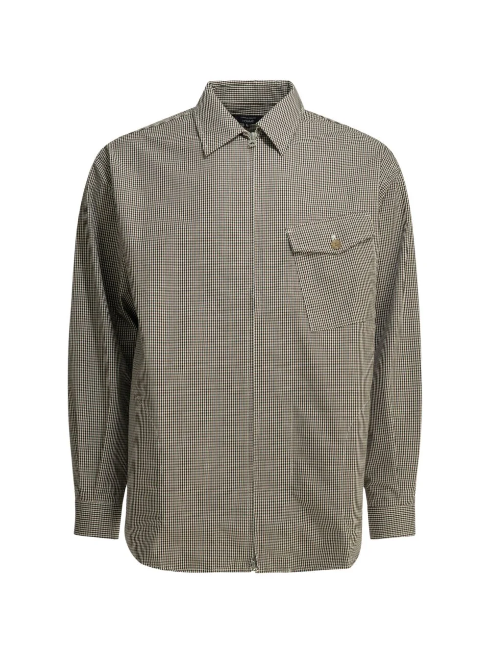 gingham-pattern zip-up overshirt - 1