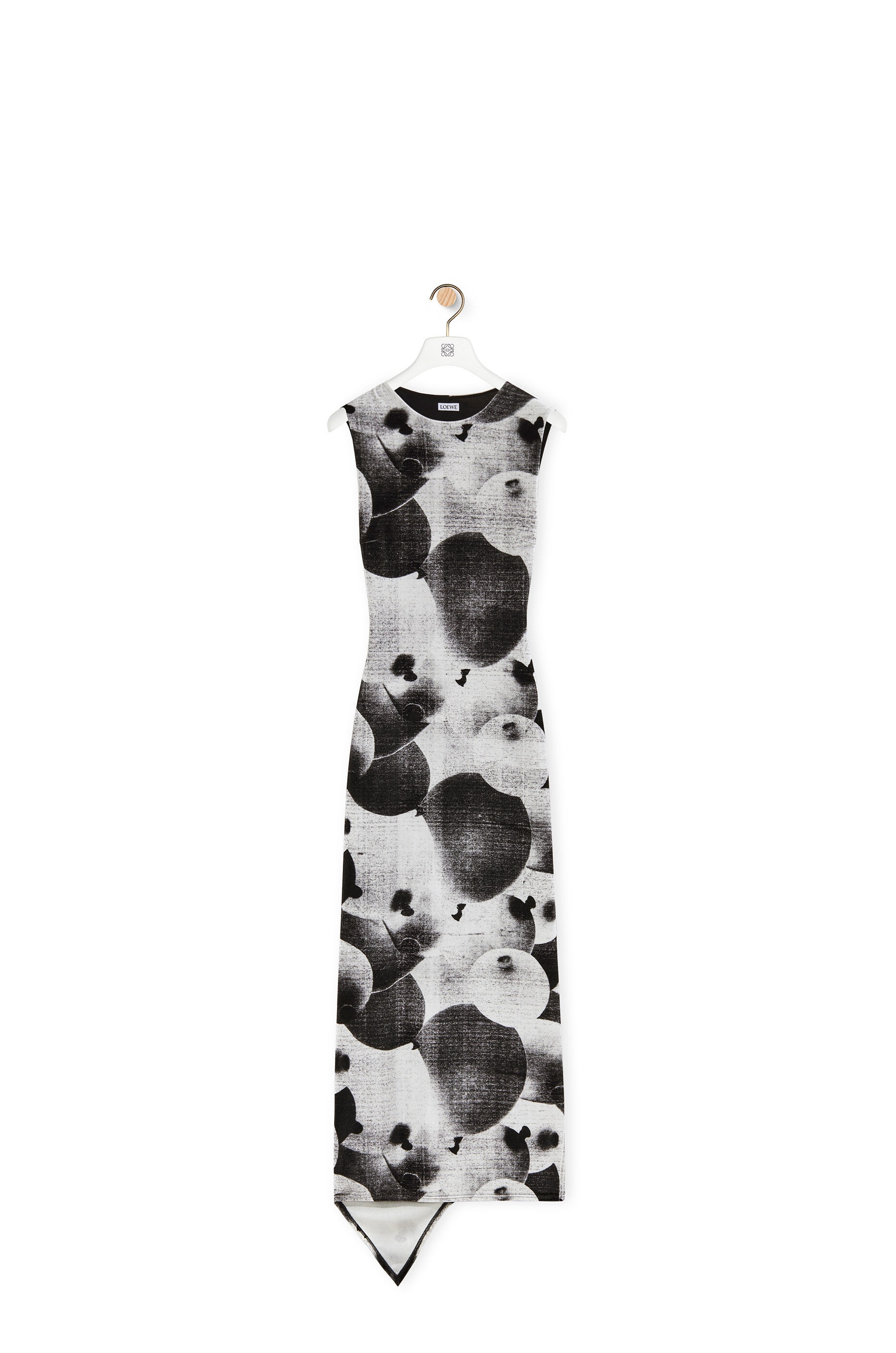 Balloon print dress in velvet - 1