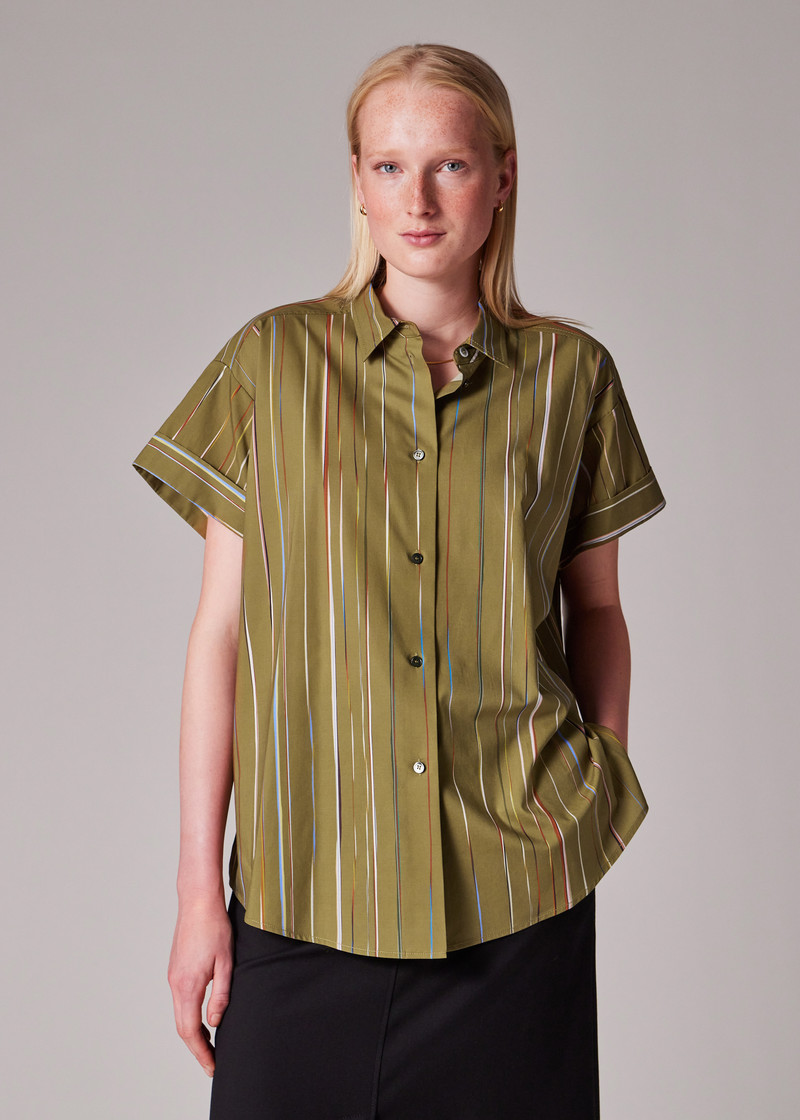 Women's Green 'Signature Stripe' Short Sleeve Shirt 3