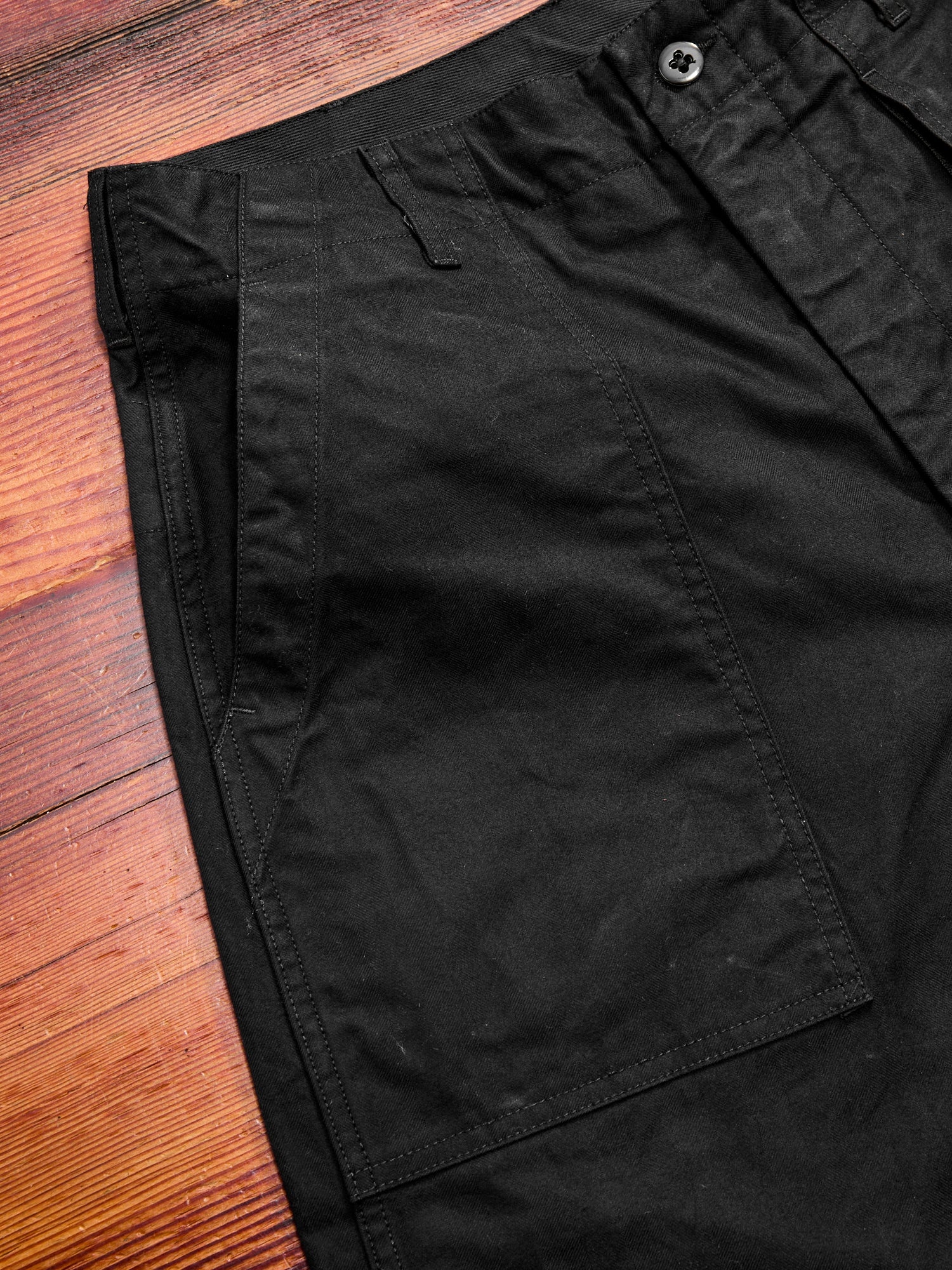 Brushed Herringbone Fatigue Pants in Black - 4