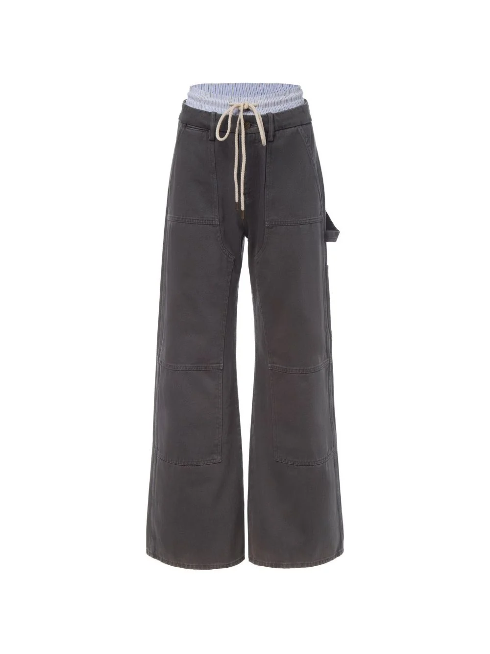washed double-waistband jeans - 1