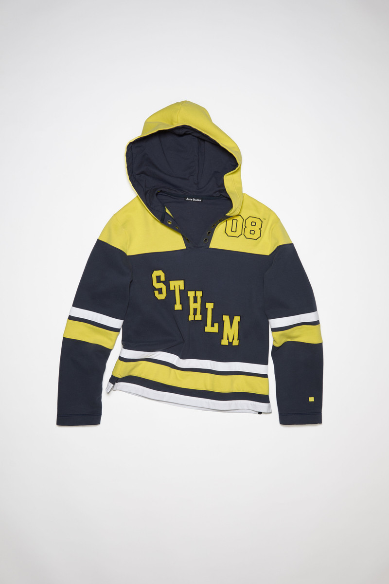 Hooded varsity sweater - Regular fit - Yellow/navy 1