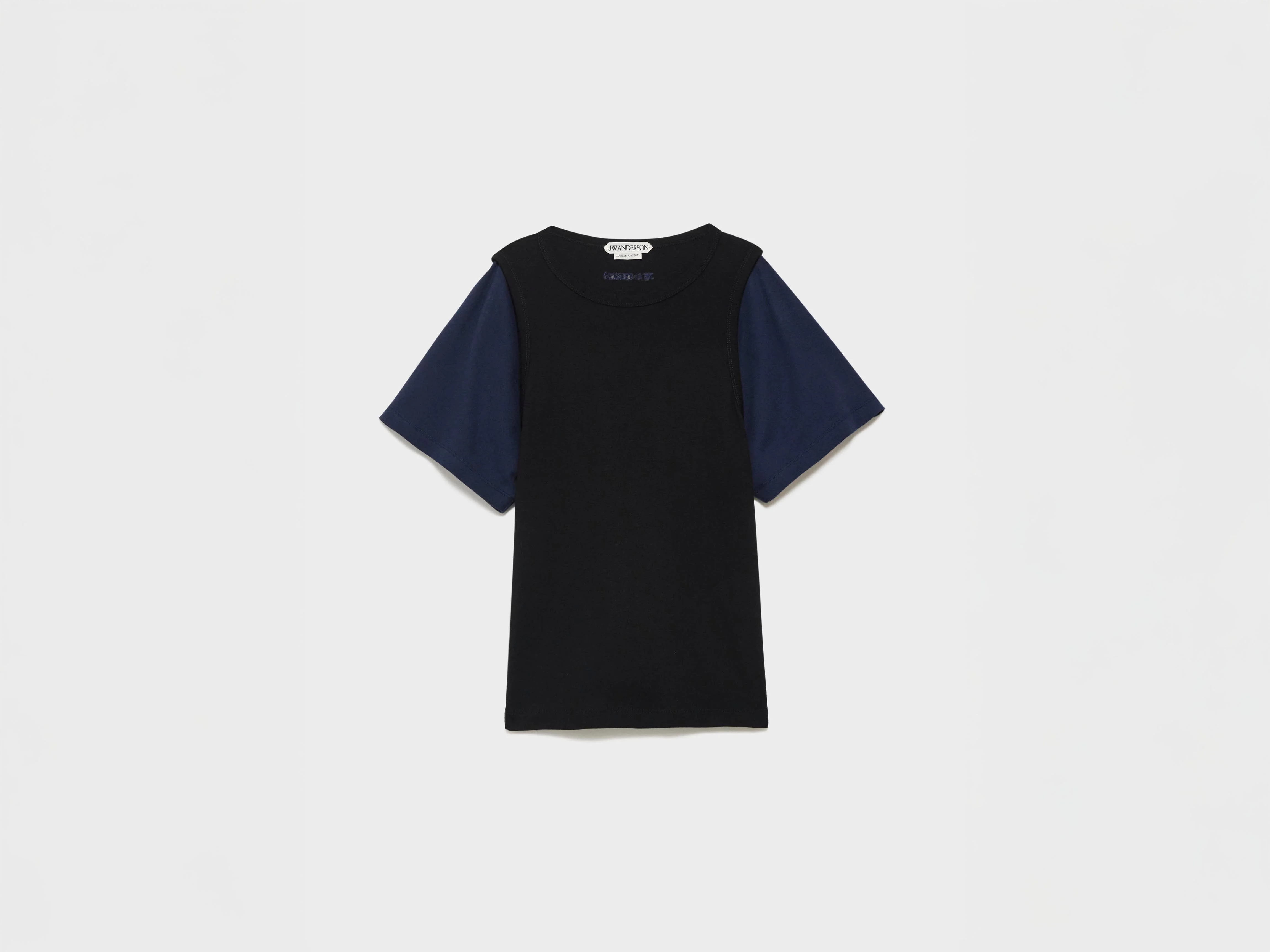 WOMENS DOUBLE-LAYERED T-SHIRT IN BLACK & NAVY - 1