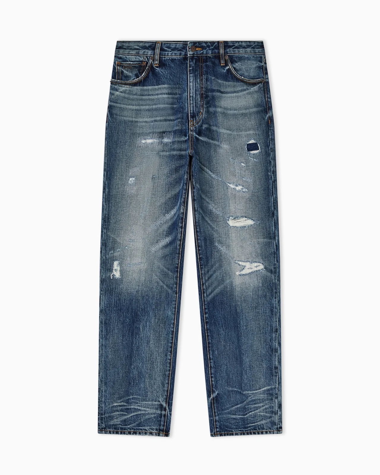 J22 REGULAR-FIT, STONE-WASHED DENIM JEANS WITH RIPS - 1