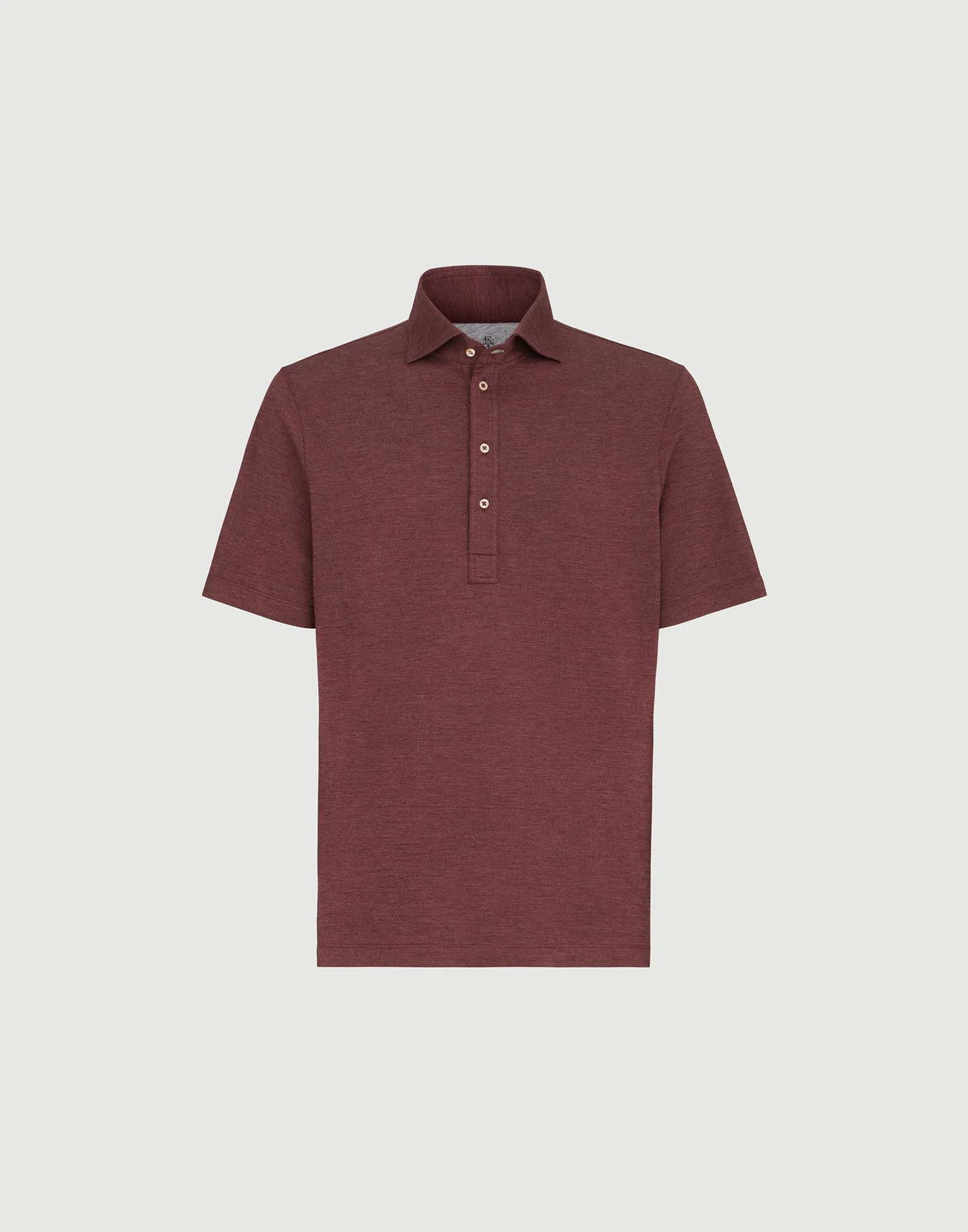 Virgin wool, silk and cotton piqué polo shirt with spread collar - 1