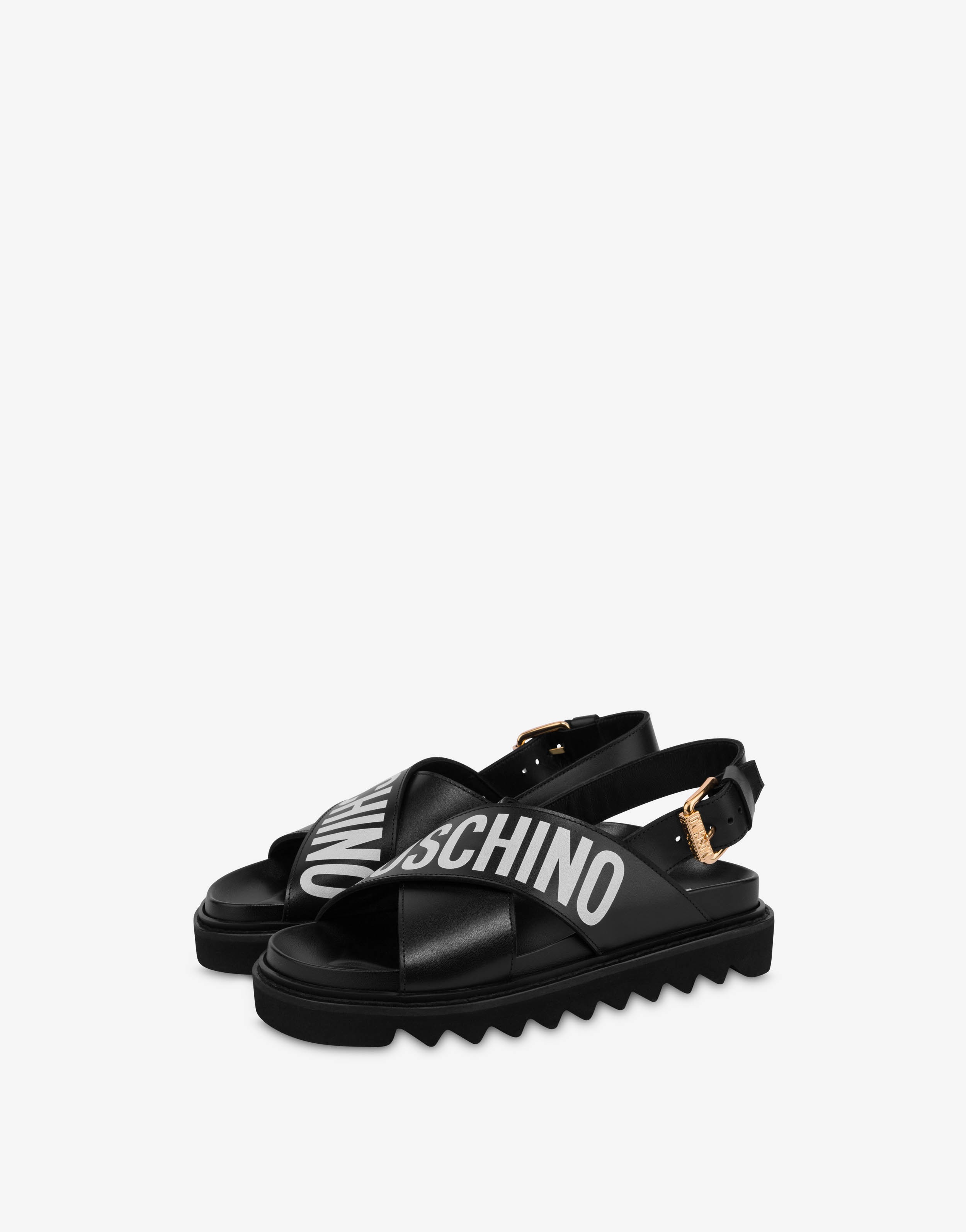 CRISS-CROSS CALFSKIN SANDALS - 1